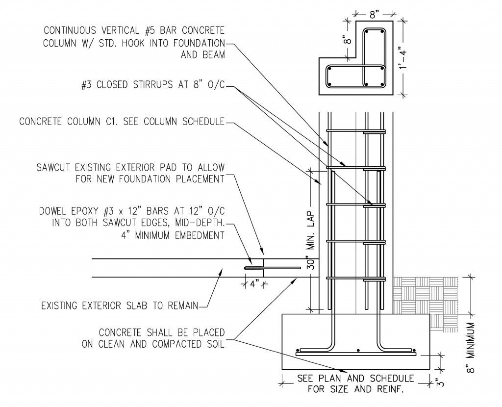 Example of isolated footing Reinforced concrete isolated footing foundation supporting concrete column